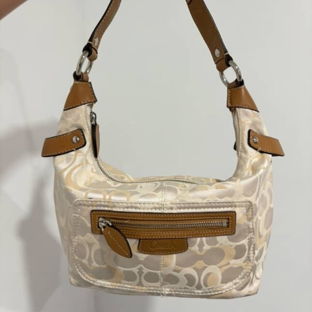 Coach Beige and Brown Shoulder Bag
